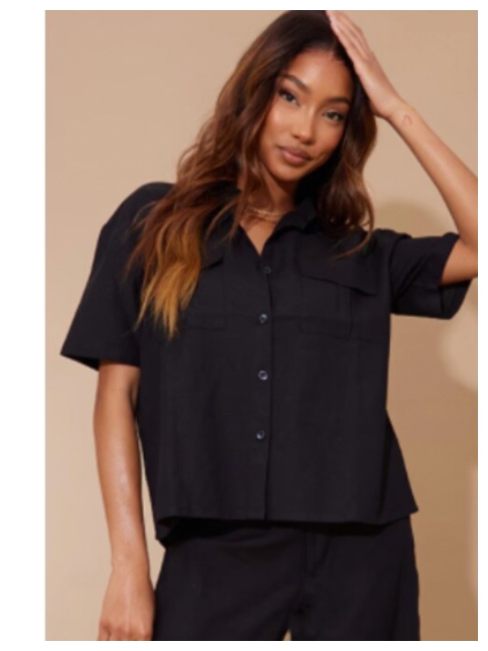 New Orvis 18 1X 2X Shirt Top Blouse Button Down 100% LINEN Black Short Slv